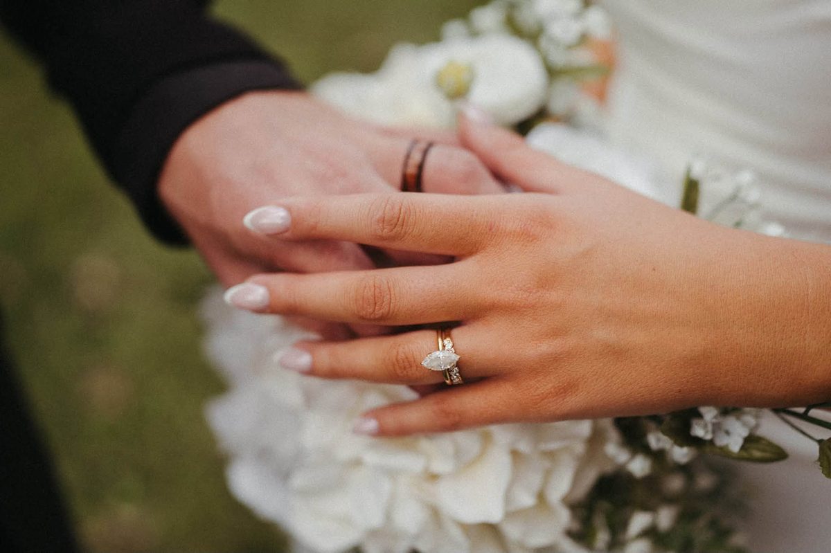 Close up of Cushi and Sam's hands and rings